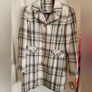 Worthington Checkered Blazer in Cream and Black